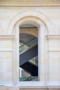 View of the escalator in Louvre museum, Paris