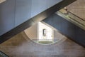 View of the escalator in Louvre museum, Paris