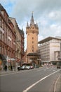 The view of Eschenheimer Turm and Fliming's Deluxe hotel in Frankfurt Royalty Free Stock Photo