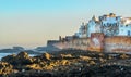 View on Essaouira city, ancient port. Old fortress near ocean Royalty Free Stock Photo