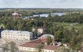 A view of the estuary of Vuoksi and the Gulf of Finland in the lookout tower in Vyborg Royalty Free Stock Photo