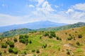 View on Etna and green sicilian hills Royalty Free Stock Photo