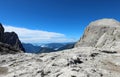 view of the European Alps mountains with a moonscape-like scenery