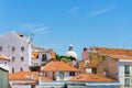 View of the european city from the hil. Orange roofs of Lisbon, Portugal.