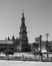 view of European city with old church in black and white Royalty Free Stock Photo