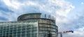 View of the European Union Parlament building and flags of all member states in Strasbourg Royalty Free Stock Photo