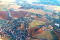 View of European villages from airplane.