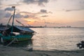 A view during the evening, approaching sunset, at the seaside