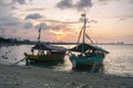 A view during the evening, approaching sunset, at the seaside