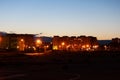 View of the evening city and autodrome of Gatchina just after sunset. Russia