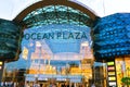 View of the evening facade of the Ocean Plaza shopping mall and entertainment center, Kyiv, Ukraine