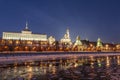 View of the evening Kremlin in early spring. Moscow,