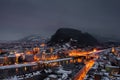 View of evening Salzburg in winter Royalty Free Stock Photo