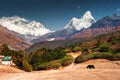 View of Everest, Lhotse and Ama Dablam mountains from Tengboche, Nepal Royalty Free Stock Photo