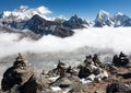 View of everest with stone mans