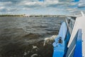 View from the excursion boat on the Neva River in St. Petersburg Royalty Free Stock Photo