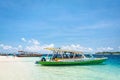 Excursion boat at tropical coast of Gili Trawangan, Indonesia