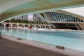 View of the Exterior Structure of the City of Arts and Sciences and the Umbracle Modern Buildings in Valencia, Spain