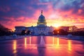 View of exterior of United States Capitol building during sunset, Washington DC, United States. Royalty Free Stock Photo