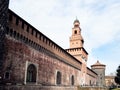 View of external wall of Sforza Castle in Milan Royalty Free Stock Photo