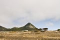 View of an extint volcano in an arid place Porto Santo, Portugal Royalty Free Stock Photo