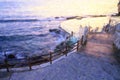 View f Bronte Ocean Pool, Sydney, Australia, Oil Painting Style