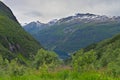 Landscape of Geirangerfjorden fjord and Geiranger Norway
