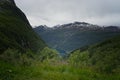 Landscape of Geirangerfjorden fjord and Geiranger Norway