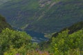 Landscape of Geirangerfjorden fjord and Geiranger Norway