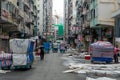 View of Fa Yuen Street in the morning with stalls being set up
