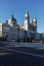 View of facade of Almudena Cathedral in City of Madrid