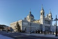 View of facade of Almudena Cathedral in City of Madrid