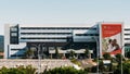 View of the facade of Cascais Hospital in Cascais, Portugal