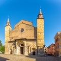 View at the facade Cathedral of Saint Domninus San Donnino of Fidenza in Italy