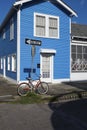 View of the facade of a colourful house in the Marigny neighbourhood in the city of New Orleans, Louisiana