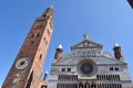 The facade of the imposing Cathedral of Cremona - Cremona - Ital