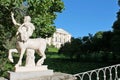 View of the facade of the Pavlovsk Palace from the Centaur Bridge. Pavlovsky Park. The city of Pavlovsk.