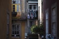 A view of the facade of a residential building in the historic center of Porto, Portugal. Royalty Free Stock Photo
