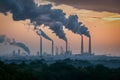 view Factory smoke pollutes sky, highlighting global warming concerns