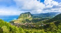 View of Faial village and Eagle rock, Madeira island, Portugal Royalty Free Stock Photo