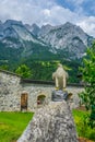 View of a falcon statue situated inside of the hohenwerfen castle in Austria famous for ist falconry show....IMAGE Royalty Free Stock Photo