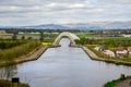 A view of Falkirk Wheel aqueduct and background hills