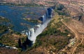 View of the Falls from a height of bird flight. Victoria Falls. Mosi-oa-Tunya National park.Zambiya. and World Heritage Site. Royalty Free Stock Photo