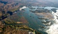 View of the Falls from a height of bird flight. Victoria Falls. Mosi-oa-Tunya National park.Zambiya. and World Heritage Site. Royalty Free Stock Photo