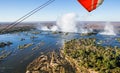 View of the Falls from a height of bird flight. Victoria Falls. Mosi-oa-Tunya National park.Zambiya. and World Heritage Site. Royalty Free Stock Photo