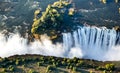 View of the Falls from a height of bird flight. Victoria Falls. Mosi-oa-Tunya National park.Zambiya. and World Heritage Site. Royalty Free Stock Photo