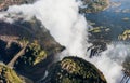 View of the Falls from a height of bird flight. Victoria Falls. Mosi-oa-Tunya National park.Zambiya. and World Heritage Site.