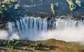 View of the Falls from a height of bird flight. Victoria Falls. Mosi-oa-Tunya National park.Zambiya. and World Heritage Site. Royalty Free Stock Photo