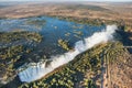 View of the Falls from a height of bird flight. Victoria Falls. Mosi-oa-Tunya National park.Zambiya. and World Heritage Site. Royalty Free Stock Photo