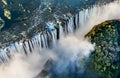 View of the Falls from a height of bird flight. Victoria Falls. Mosi-oa-Tunya National park.Zambiya. and World Heritage Site. Royalty Free Stock Photo